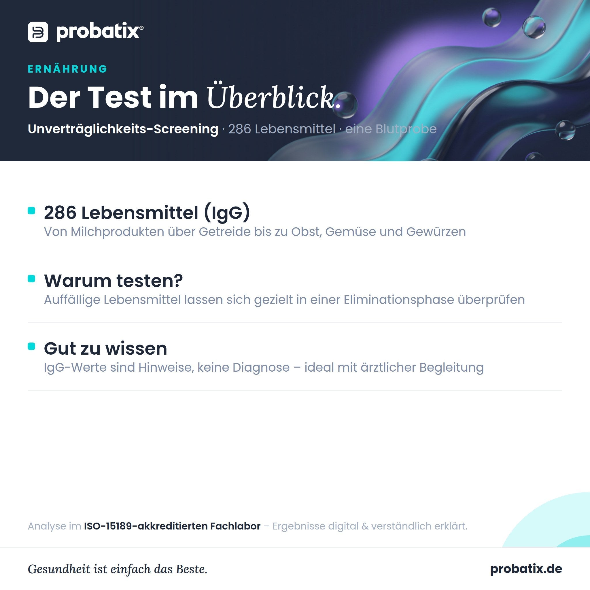 Alle Werte im Überblick – Unverträglichkeits-Screening (286 Lebensmittel)