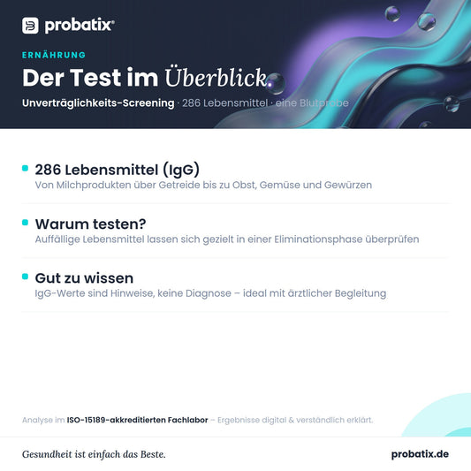 Alle Werte im Überblick – Unverträglichkeits-Screening (286 Lebensmittel)